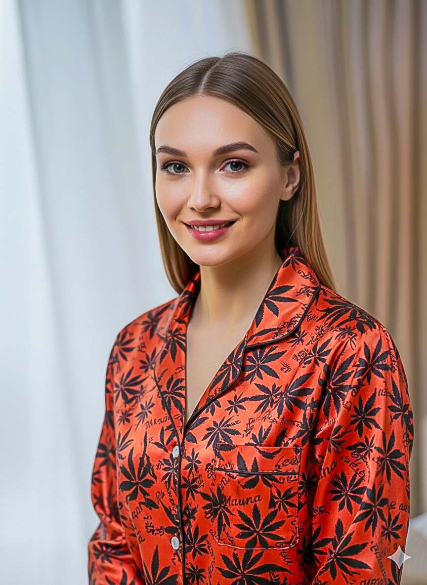 Imported Linen Printed Red Tree PJ Set-LP24