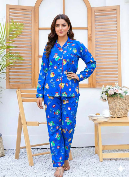 Imported Linen Printed Blue Skies PJ Set-LP7