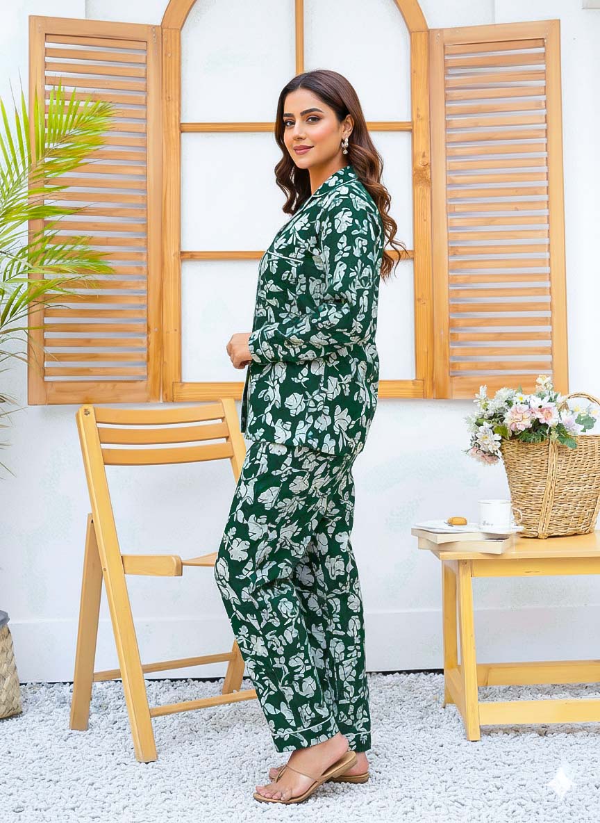 Imported Linen Printed Multi Flower PJ Set-LP14