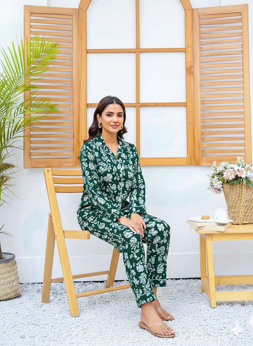 Imported Linen Printed Multi Flower PJ Set-LP14