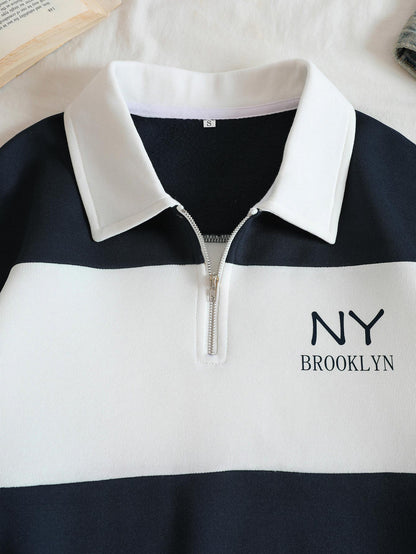 Winter Brooklyn Letter Sweatshirt For Men