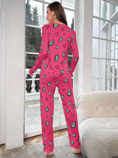 Heart Pattern Printed Night Suit