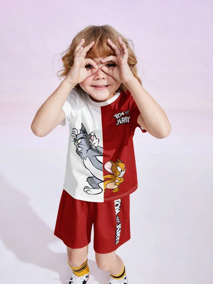 Red Tom & Jerry Half Sleeve Kids Suit (Each)
