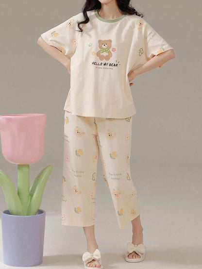 Hello My Bear Printed Night Suit