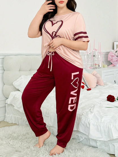 Two Heart Printed Night Suit