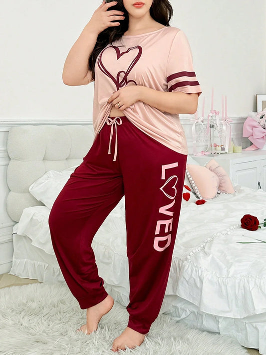 Two Heart Printed Night Suit