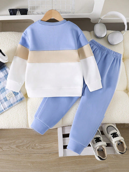 Sky Blue Panel Printed Kids Winter Suit (Each)