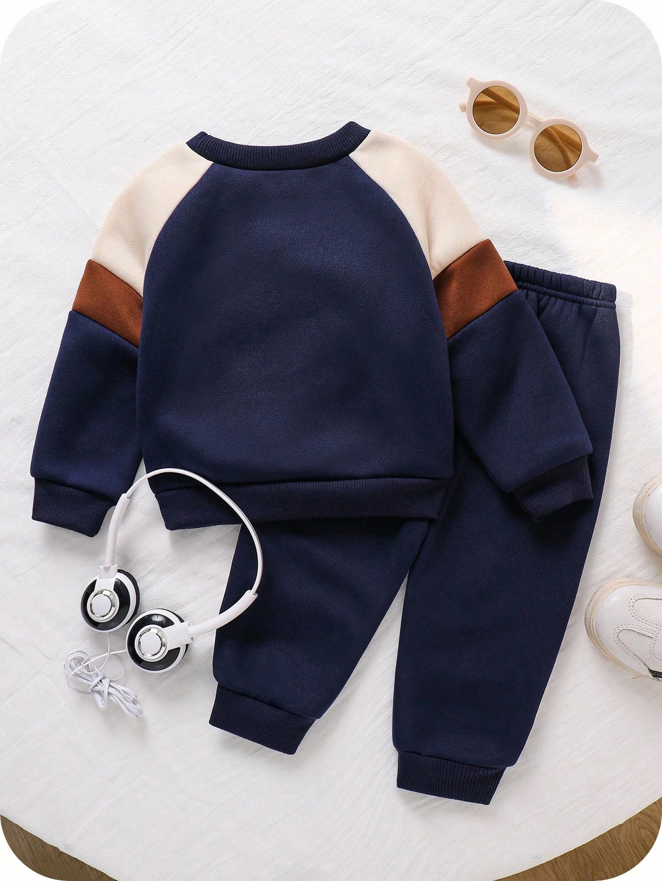 Navy Blue Contrast Printed Kids Winter Suit (Each)