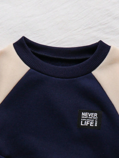 Navy Blue Contrast Printed Kids Winter Suit (Each)