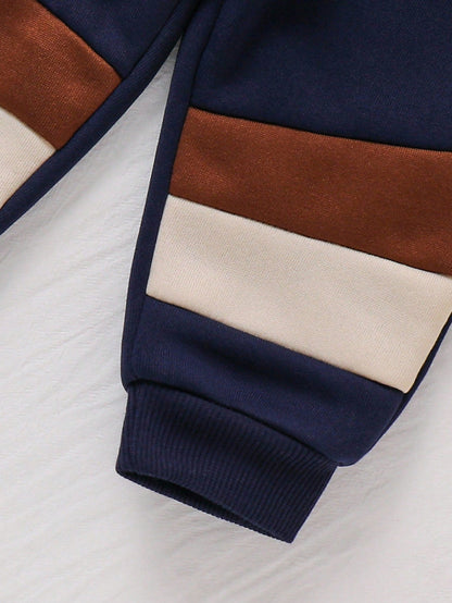 Navy Blue Contrast Printed Kids Winter Suit (Each)