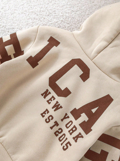 Coffee Color New York Printed Kids Winter Suit (Each)