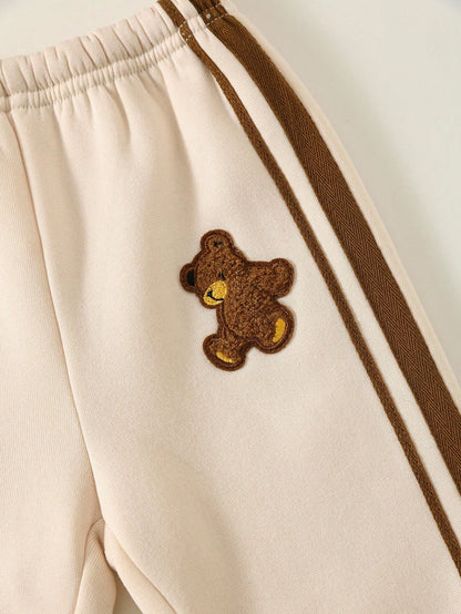 Cute Beige Bear Printed Kids Winter Suit (Each)