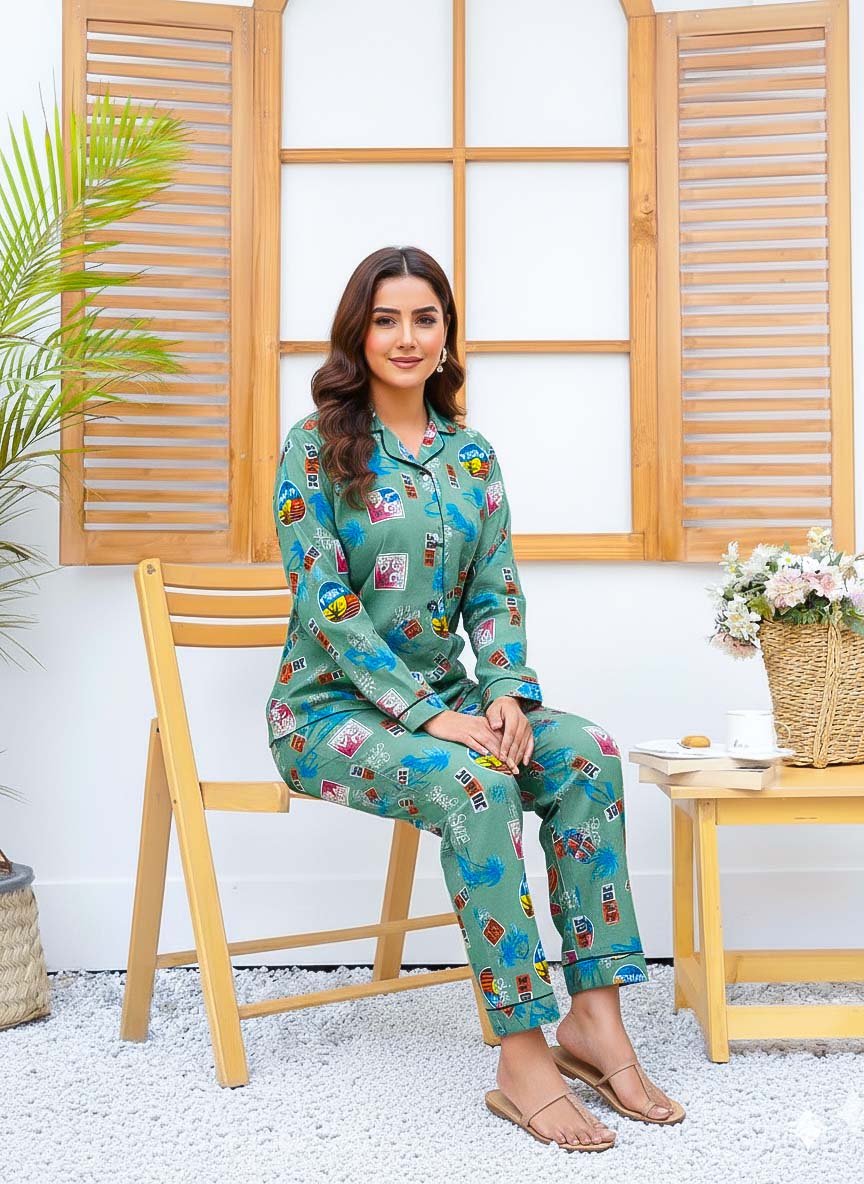Imported Linen Printed Summer Soul  PJ Set-LP17