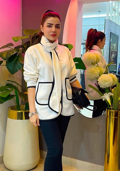 Winter Long Sleeve Winter Trim Coat + Shawl