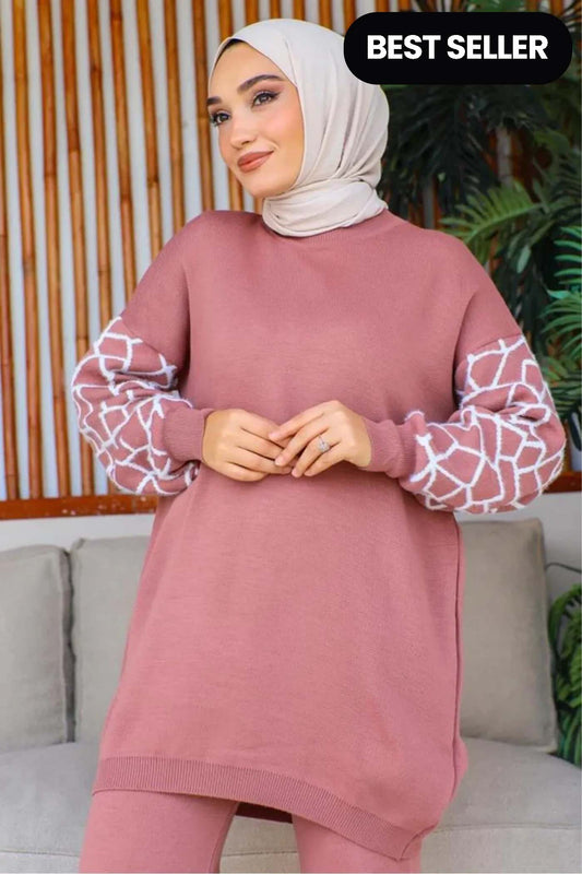 Winter Graffe Printed Long Sleeves 2 PC Co-Ord Set