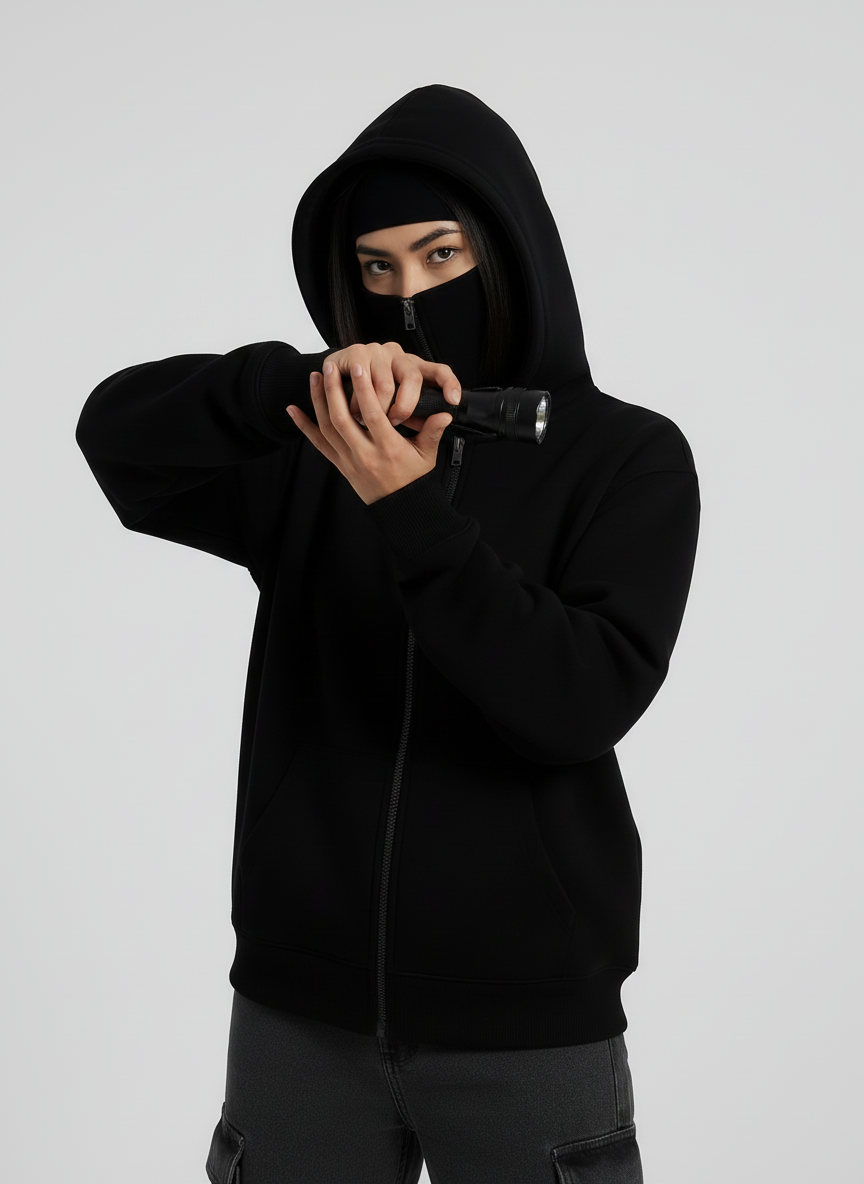 Balaclava Ninja Zipper Hoodie Jacket