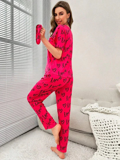 Love Heart Printed Night Suit