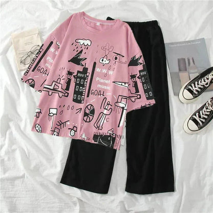 Pink Funcky Printed Night Suits
