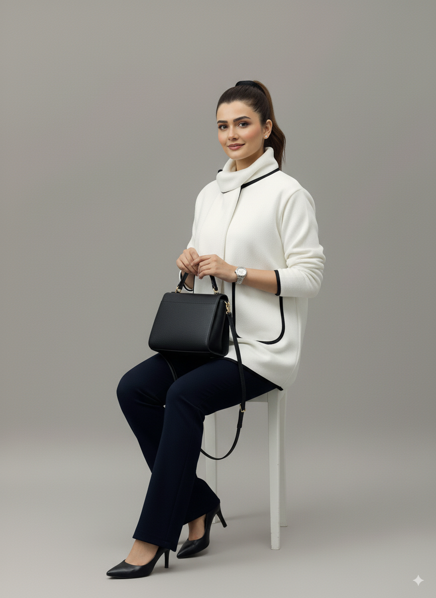 Winter Long Sleeve Winter Trim Coat + Shawl