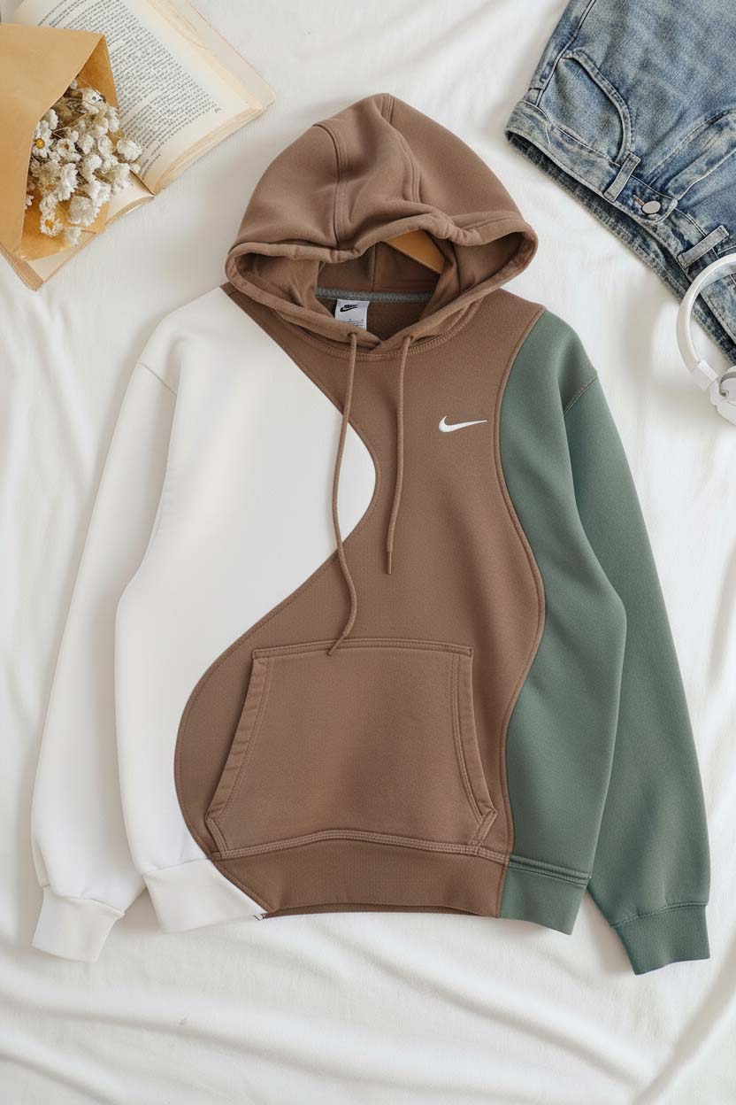 Winter Brown Multi Basic Hoodie For Women