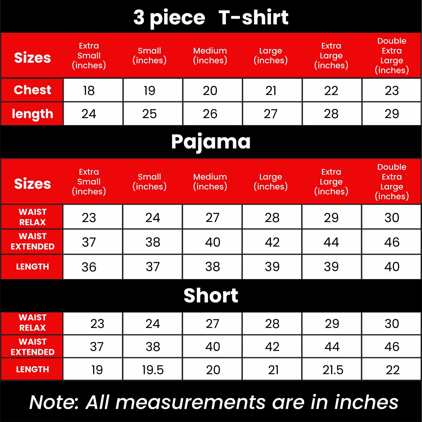 3 Piece Her King Nightwear