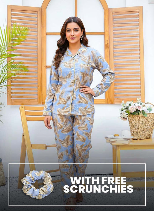 Imported Linen Printed Classic Print PJ Set-LP28