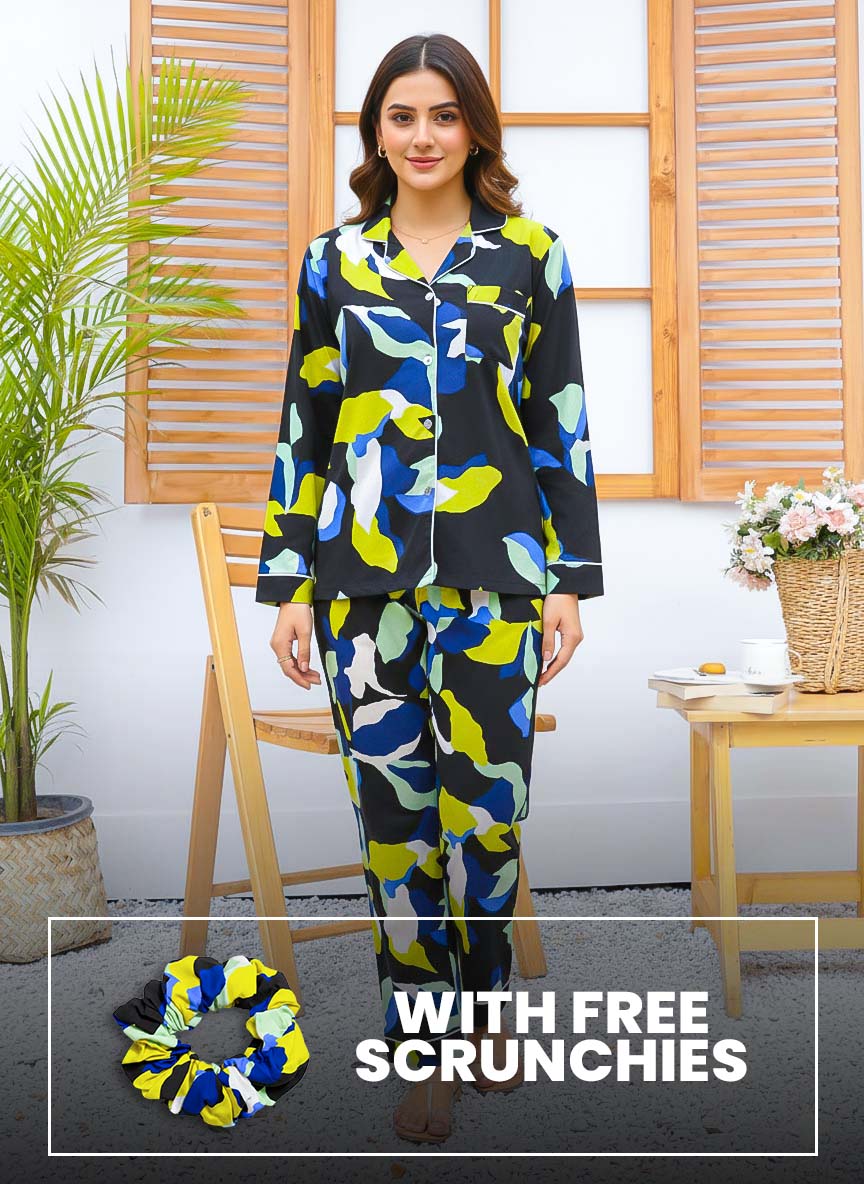 Imported Linen Printed Multi Bear PJ Set-LP6